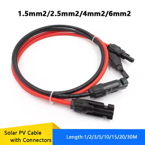 1-20 Meters Black/Red Power Solar Extension Cable 1.5/2.5/4/6mm2/16/14/12/10AWG with PV DC Connector