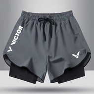 2023 New Victor Badminton Pants for Men and Women Sports Shorts with Quick Drying and Sweat-absorbing Fabric Double Layer Inner Lining Tripartite Pants Training Shorts
