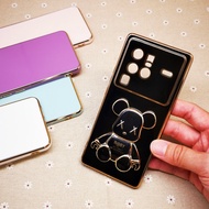 Mobile Case For Vivo X70 X70 Pro Vivo X80 X80 Pro Cute Fat Bear Stand I Ring Holder Cover Casing