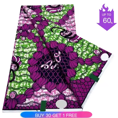 African Wax Fabric Ankara Block Prints Batik Super 6yards 100% Original Real Super Fabric Ankara Fab