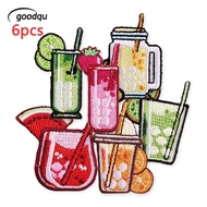 6pcs Lot Fruit Drinks Cute Iron Patches For Clothing Embroidered On Jackets Diy Stickers Pack Sewing