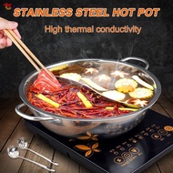 28cm Hot Pot Stainless Steel Twin Divided 2 Handle Cooking Pot Cooking Supplies Steamboat Two Flavor Yuan Yang Guo