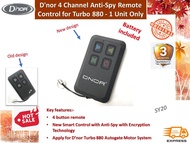 Dnor Turbo 880 Autogate Motor System 4 Channel 433 Anti-Spy Remote Control (Dnor 4CH Remote Control)