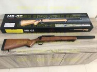 [雷鋒玩具模型]-手拉空氣槍 WELL MB02E 升級版 木紋 狙擊槍，附3-9×40狙擊鏡+快拆伸縮腳架