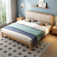 【SG Sellers】Leather And Solid Wood Bed Frame Queen/King Bed Frame Bed Frame With Mattress