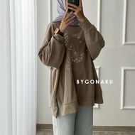 [GONAKU] Kitty Embroidery Oversized Basic Sweater | Batwing shirt | Jumbo Women's Tops | Bigsize Swe