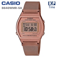 Casio Pink Gold นาฬิกาข้อมือผู้หญิง สีพิ้งค์โกลด์ สายสแตนเลสมิลานีส รุ่น B640WMR-5A ของแท้ ประกัน CM