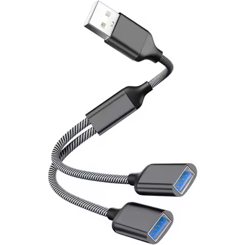 1 IN 2/3 USB Splitter Cable USB2.0 A Male to 2 USB Female Power Cord for Charging/Data Transfer/Lapt