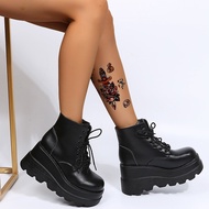 2022 New Gothic Punk Street Women Ankle Boots Platform Wedges High Heels Short Boots New Fashion Des