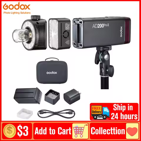 Godox AD200Pro II AD200 Pro II Outdoor Flash Light w/Battery TTL Pocket Speedlite for Canon Sony Nik