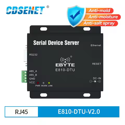 E810-DTU-V2.0 RS485 RS232 to Ethernet RJ45 Serial Port Server Wireless Transceiver Modem Full Duplex
