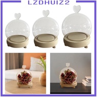 [Lzdhuiz2] with Wooden Base Glass Cloche Christmas Gifts Decorative Clear