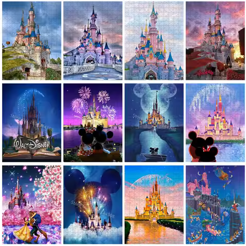 Disney Castle Jigsaw Puzzle Mickey Mouse Disneyland 300/500/1000 Pieces Puzzles Children's Education