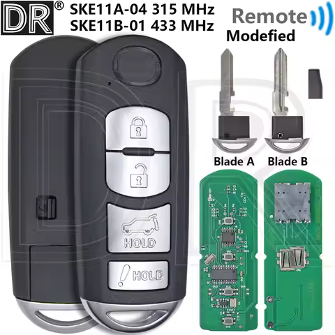 Great 4D63 Chip SKE11A-04 315MHz SKE11B-01 433MHz Upgrade Car Remote Control Smart Key For Mazda MIA