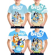 Blue Bluey Bluey Bluey Five Options Cartoon 3D Printed Children Short-Sleeved T-Shirt Boys Girls Blu