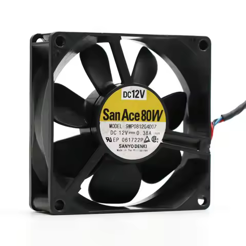 SANYO DENKI 9WP0812G4D07 IP68 DC 12V 0.38A 80x80x25mm 3-Wire Cooling Fan