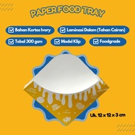 Paper Food Tray, Cheese Coin Tray Size 12 x 12 x 3 cm Yellow Motif