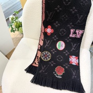 LV黑色老花拼彩圖設計圍巾M71060