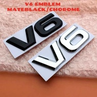 V6 Emblem Logo (MateBlack/Chrome)