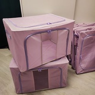 Large size pastel purple storage box case organizer basket clothes blankets foldable with zippers wa
