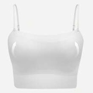 Dream Curve 2ndSkin White Wireless Seamless Built-In Bra Backless Lounge Basic Sports Workout Linger