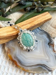 天河石 雛菊 串珠吊墜 配 寶石鏈