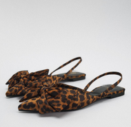 Spain 2025 Authentic Spain ZARAˉ Family 2023 Summer New Bow Leopard Print Animal Print Ballet Shoes 