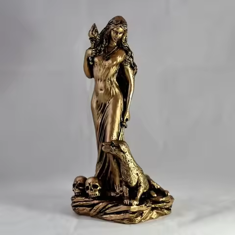 Golden Magic Witch Goddess Kate Resin Sculpture Retro Spiritual Statue Home Decoration Mystical Figu