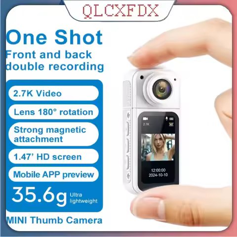 2.7K 180° Mini Cam 2.7K Thumb Sports Camera 1.4 Inch WiFi 180°Action Camera For Motor Cycling Record