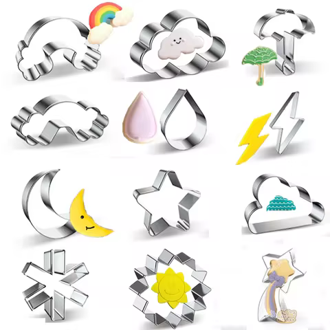 Sun water drops lightning rainbow moon metal Cookie Cutter Cookware Biscuit Mold Fondant Cake Tools 