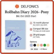 Delfonics Rollbahn Diary 2026 “Pony” B6 Monthly Planner - 15-Month (Oct 2025-Dec 2026) Notebook, 6 C