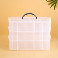 [Popular]Fixed Large Three-Layer Transparent Handheld Plastic Storage Box for Accessories, Toys, Cos