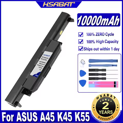 HSABAT A32-K55 A33-K55 A41-K55 10000mAh Battery for Asus A45 A55 A75 K45 K55 K75 R400 R500 R700 U57 