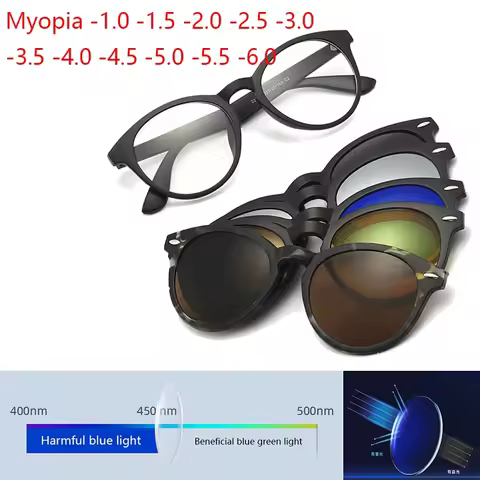 2205A Oval Frame Polarized Clip Myopia Sunglasses 2 in 1 Prescription Magnetic Clip Glasses Optical 
