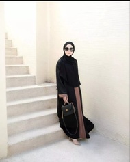 FATIMAH ABAYA / GAMIS POLOS KOMBINASI MODEL TURKI BAHAN WOLFIS PREMIUM  / BAJU WANITA MUSLIM TERBARU