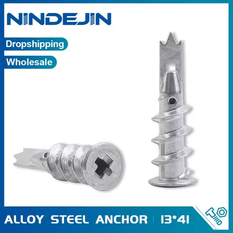NINDEJIN 10/20/25pcs Zinc Alloy Steel Self-drilling Anchor 13*41mm Plasterboard Drywall Anchor Hollo