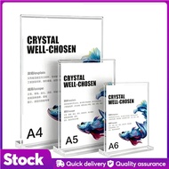A4/A5/A6/5 Menu Holder Acrylic Display Stand Acrylic Poster Menu Holder For Restaurant