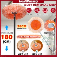 Absorb Dust mop Orange Extendable Microfiber Dust Sunflower Mop Rotating Head Removable Cloth Mop Clean Sawang Penyapu