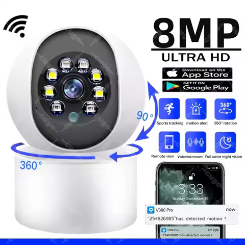 4K Smart WiFi IP Camera Indoor Wireless Security Baby Monitor Auto Tracking 2-way Audio Color Night 