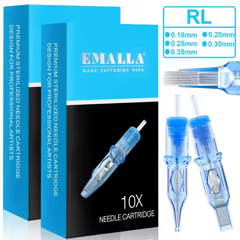 EMALLA ELIOT Tattoo Cartridge Needles Round Liner Cartridge Needles Sterilized Tattoo Needles for Ro