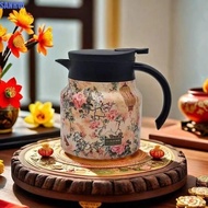 SANRUI Flower Insulated Kettle, Floral Printing Hot Water Thermos Bottle, Portable Vintage Retro 800