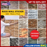 3D Pelekat Kertas DindingBrick Design Wallpaper Brick Rock Wall Stickers Living Room Background DIY 