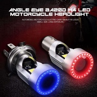 1pc H4 BA20D Motorcycle Angel Eye LED Headlight H6 Scooter Motorbike Light Bulb DRL 12V-80V