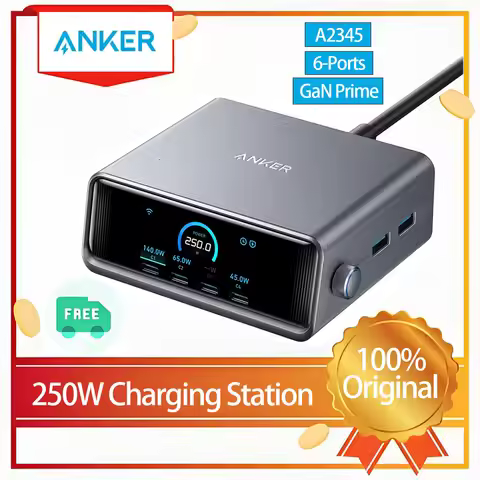 Choice!Anker Prime Charger 250W 6 Ports GaN Charging Station USB-C PD Desktop Charger with Quick Cha