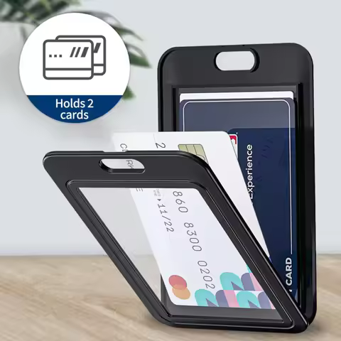 1pc Cute Double Sided Transparent ID Card Holder Waterproof Name Badge Holder Horizontal Id Badge Ho