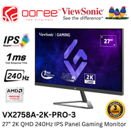 VIEWSONIC 27" VX2758A-2K-PRO-3 LED 2K QHD (2560x1440P @240Hz) SUPERCLEAR IPS PANEL GAMING LCD MONITO
