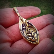Ukraine brass trident womens necklace pendant,ukrainian tryzub with ear of rye