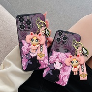 Huawei P10 Lite P10 P10 Plus P20 P20 Pro P30 P30 Pro P30 Lite Nova 4e P40 P20 Lite Nova 3e P40 Pro Cartoon Sailor Moon Phone Case With Toy Key Chain Wrist Strap