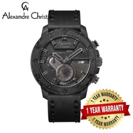 [Official Warranty] Alexandre Christie 6627MCLIPBA Men's Black Dial Leather Strap Watch