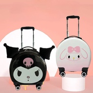 [KMES] 18 นิ้ว Sanrio Kuromi Cinnamoroll กระเป๋าเดินทาง My Melody กระเป๋าเดินทางกระเป๋าเครื่องบินแบบพกพาล้อสากลความจุขนาดใหญ่